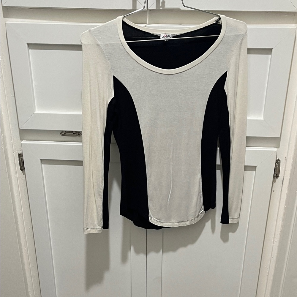 Black and Cream Long Sleeve Top
